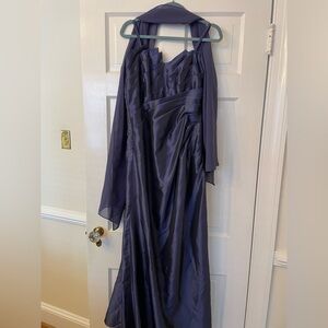 Simone Carvalli Strapless Midnight Blue Gown